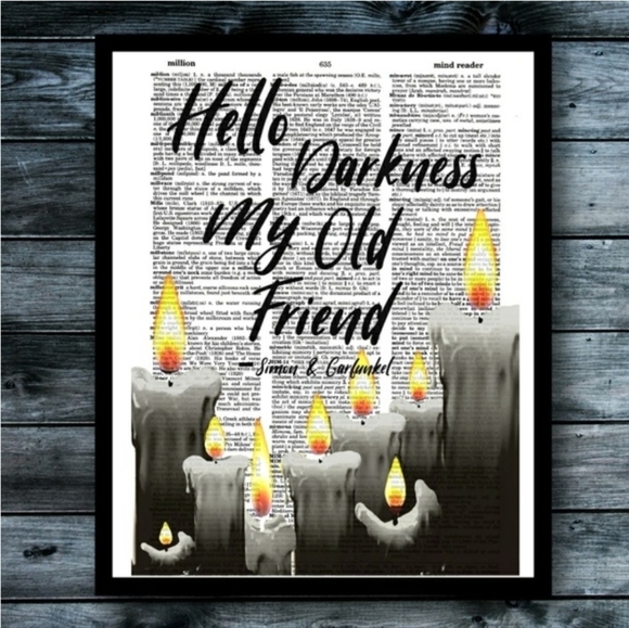 Hello Darkness Sound of Silence Music Lyric Book Page Art Print - Picture 1 of 5